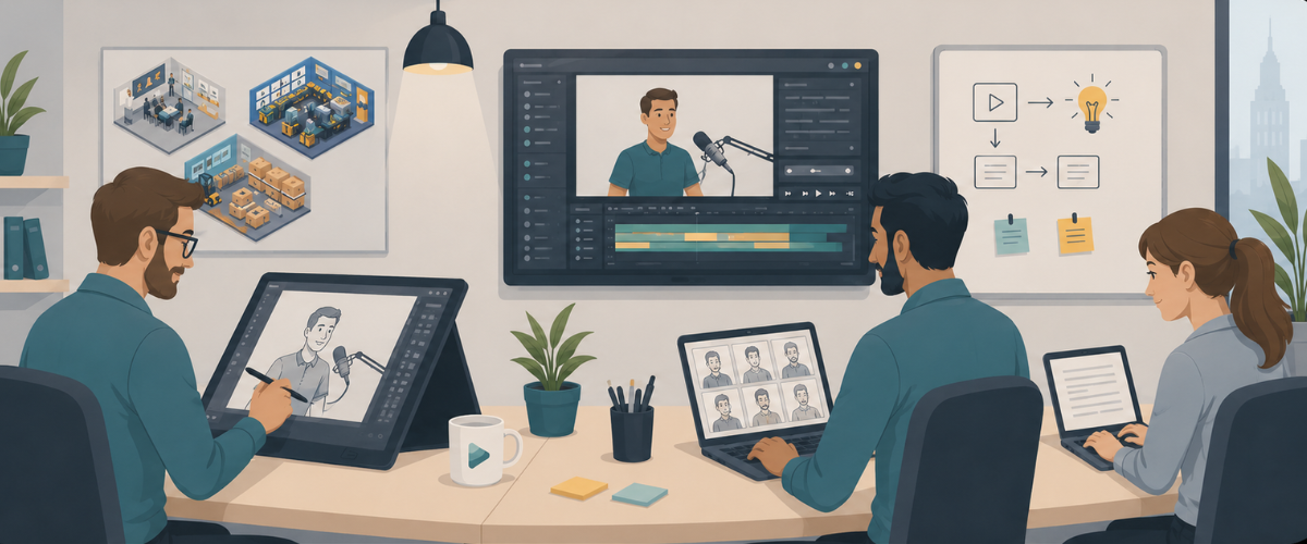 Marketing Team bei der Erstellung von Erklärvideos
